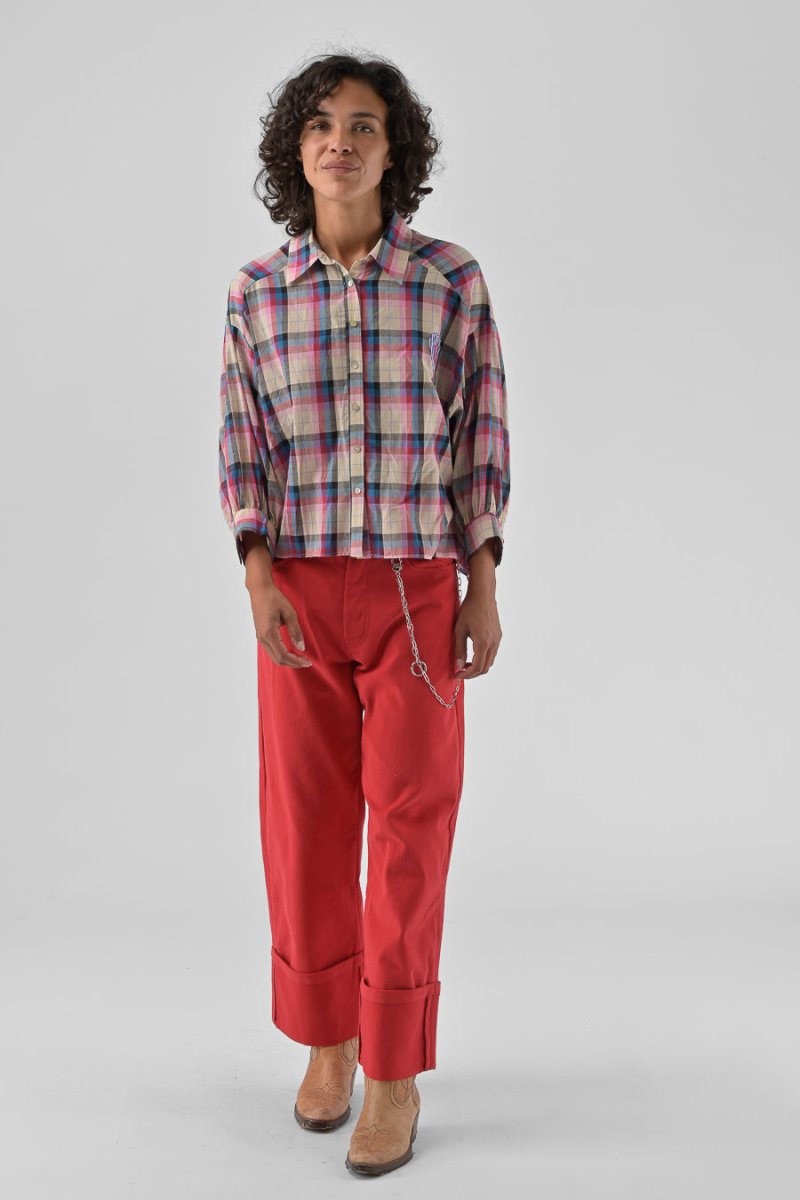 CHEMISIER CASSILDE CARREAUX ROSES - ORFEO TOP