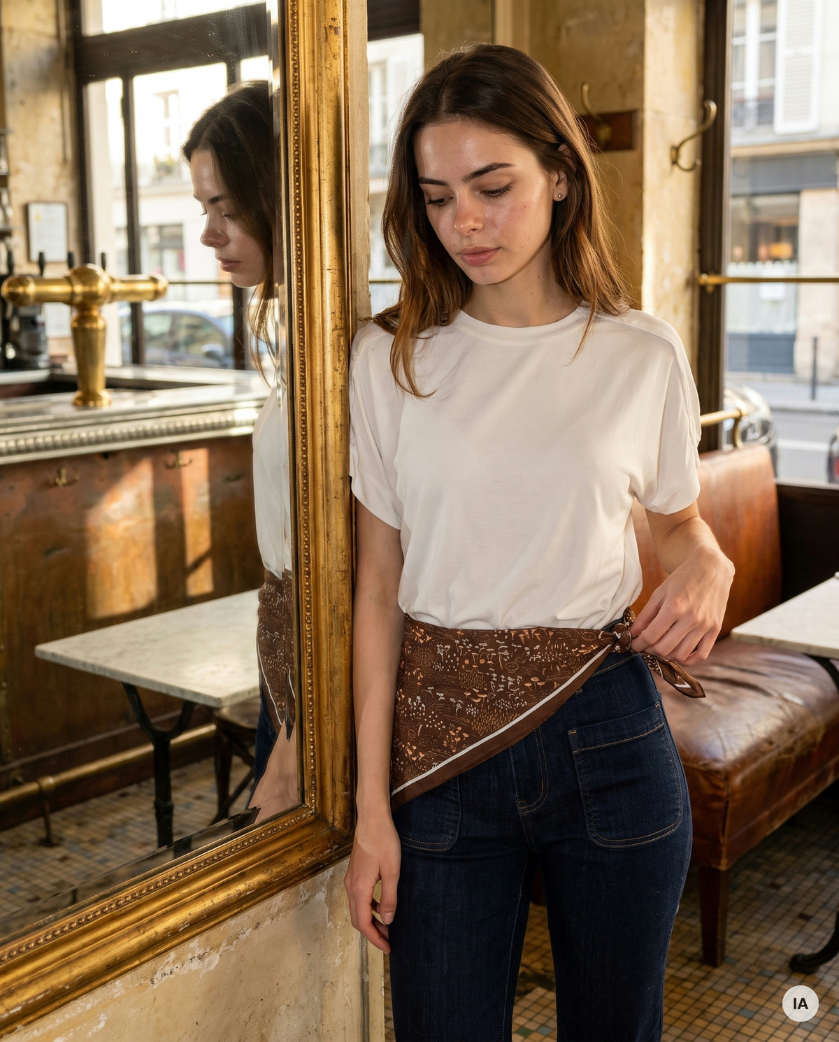 FOULARD CLARICE CHOCOLAT - YCOO Ceinture — Image générée par IA