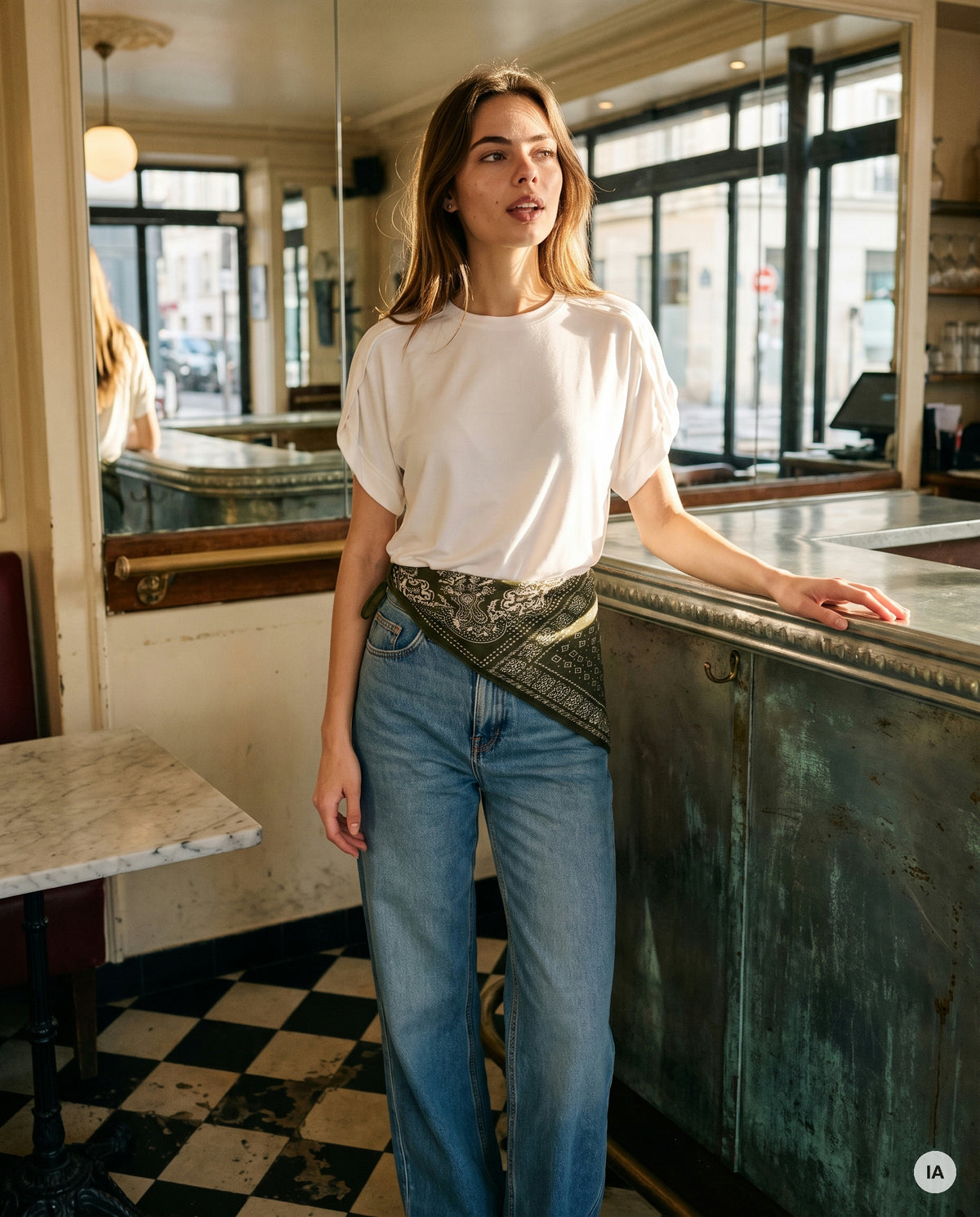 FOULARD CLARICE KAKI - YCOO Ceinture — Image générée par IA