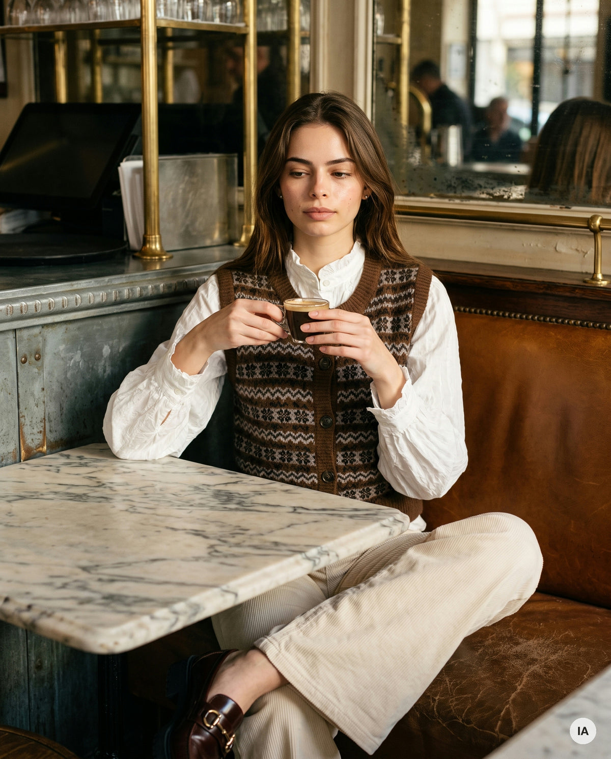 GILET ALIENA CHOCOLAT - ORFEO Pull — Image générée par IA