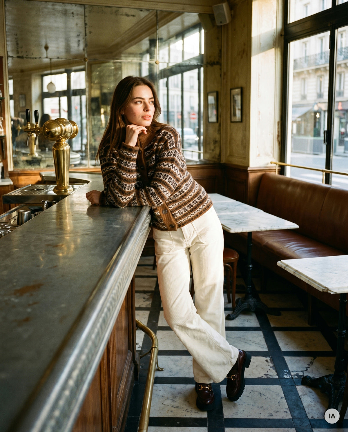 GILET BRIGITTA CHOCOLAT - ORFEO Pull — Image générée par IA