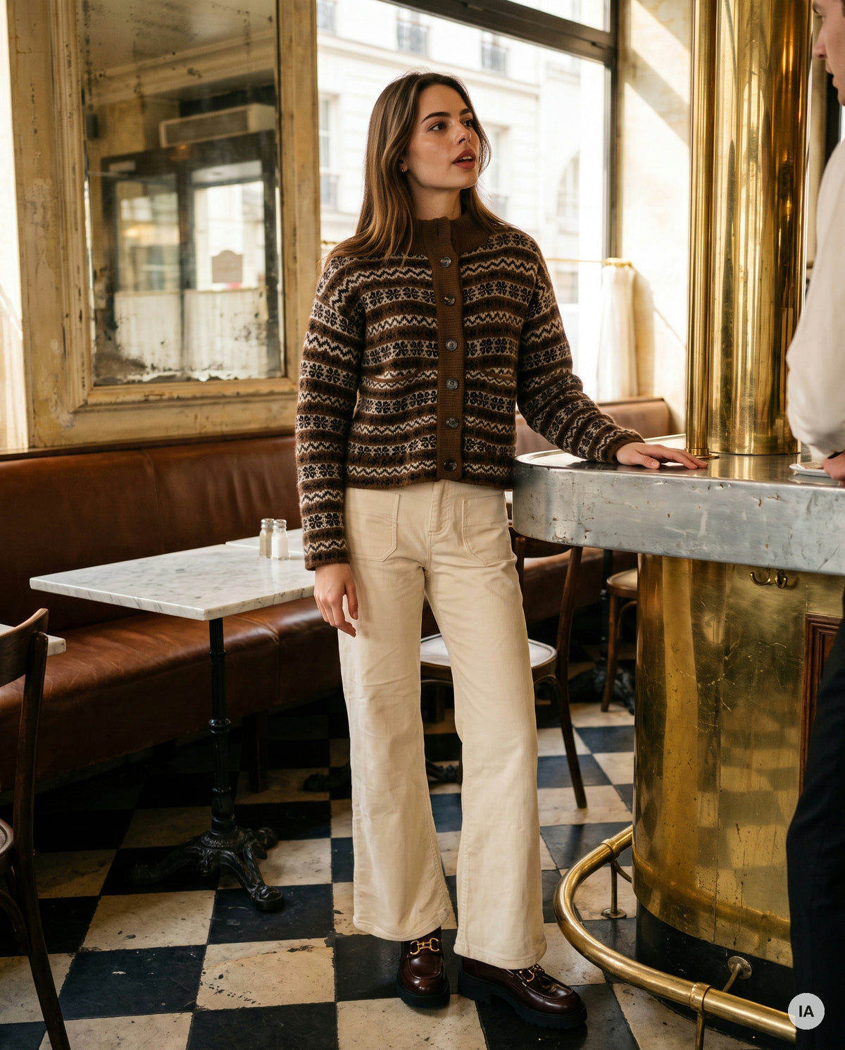 GILET BRIGITTA CHOCOLAT - ORFEO Pull — Image générée par IA