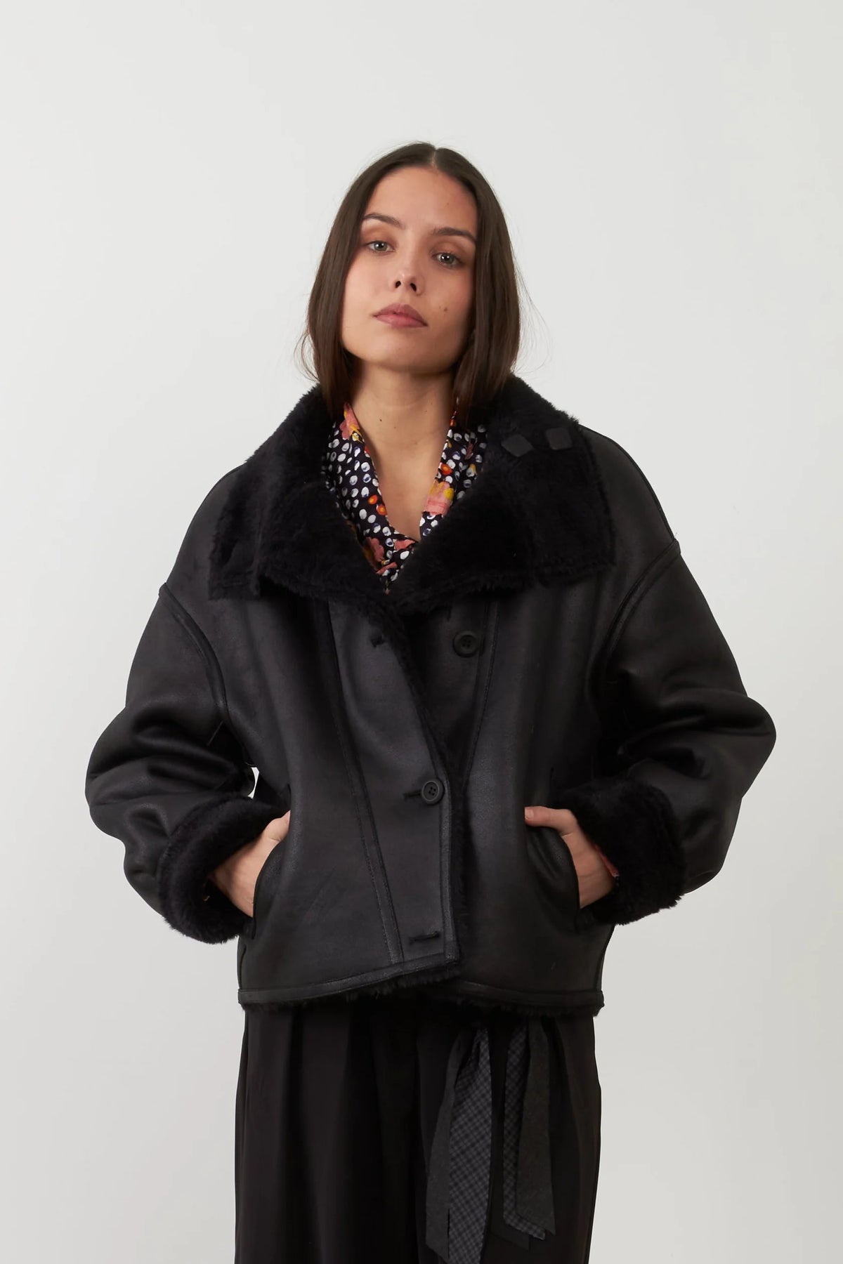 Veste col fausse fourrure Maegan