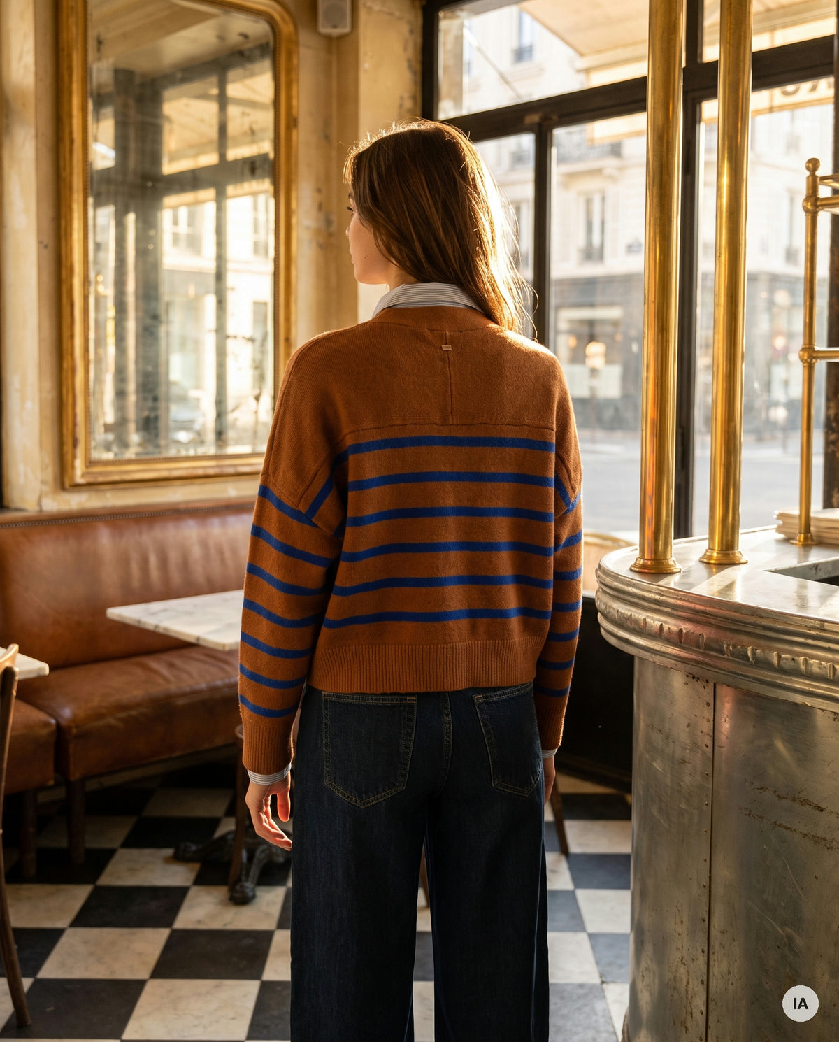 PULL TANDEM CAMEL BLEU - MINUIT DOUZE Pull — Image générée par IA
