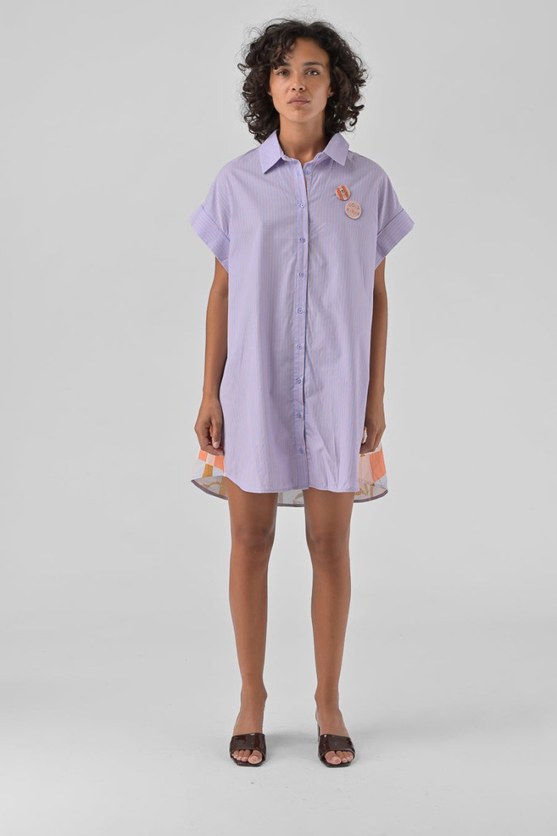 ROBE ANYA RAYURE BLEUE - ORFEO Robe
