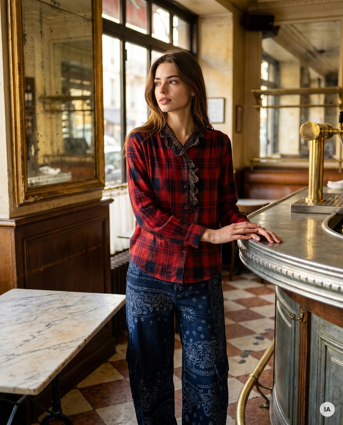 TOP ALYA CARREAUX ROUGES - ADORE Top — Image générée par IA