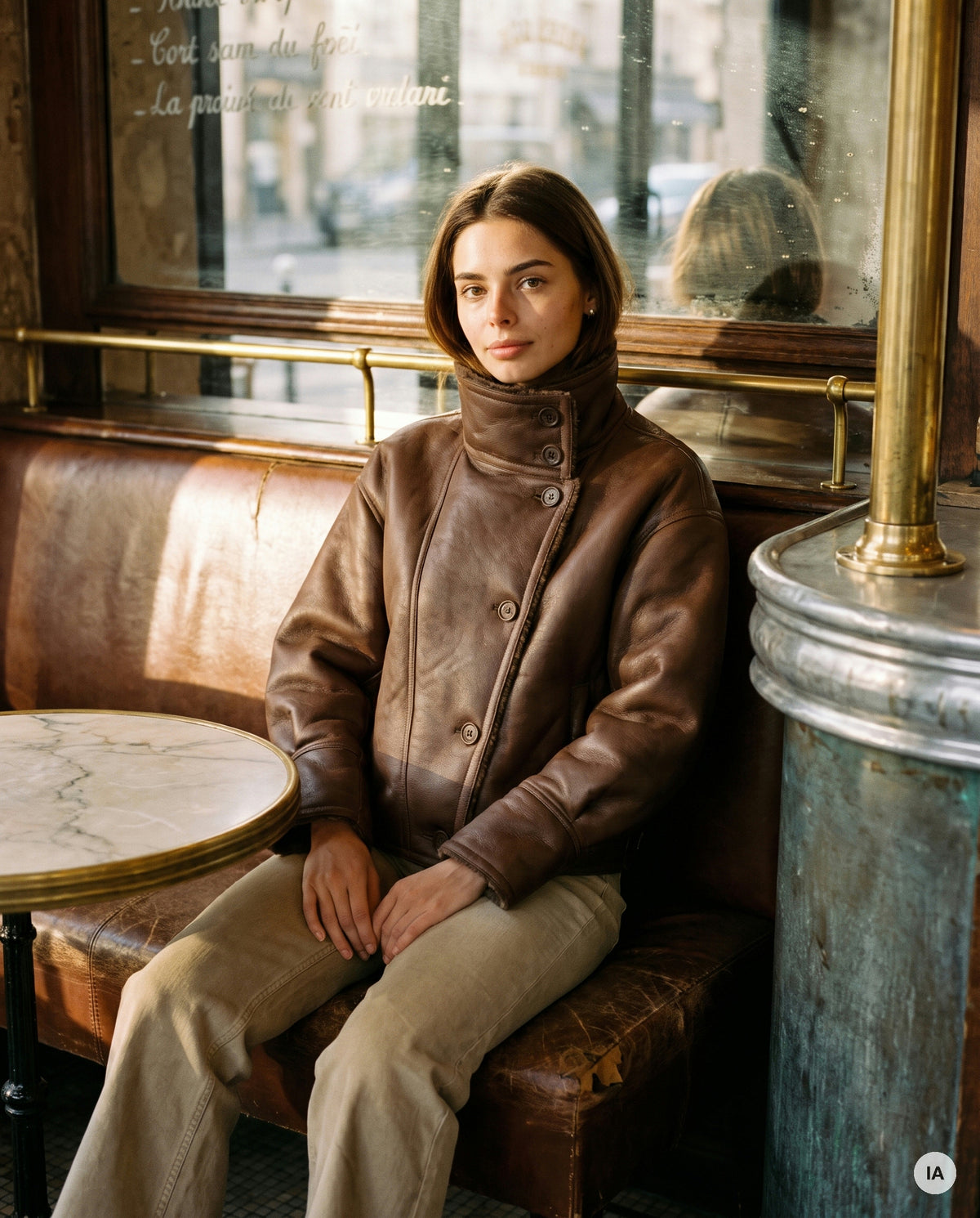 VESTE COL FAUSSE FOURRURE MAEGAN CAMEL - ORFEO Veste — Image générée par IA
