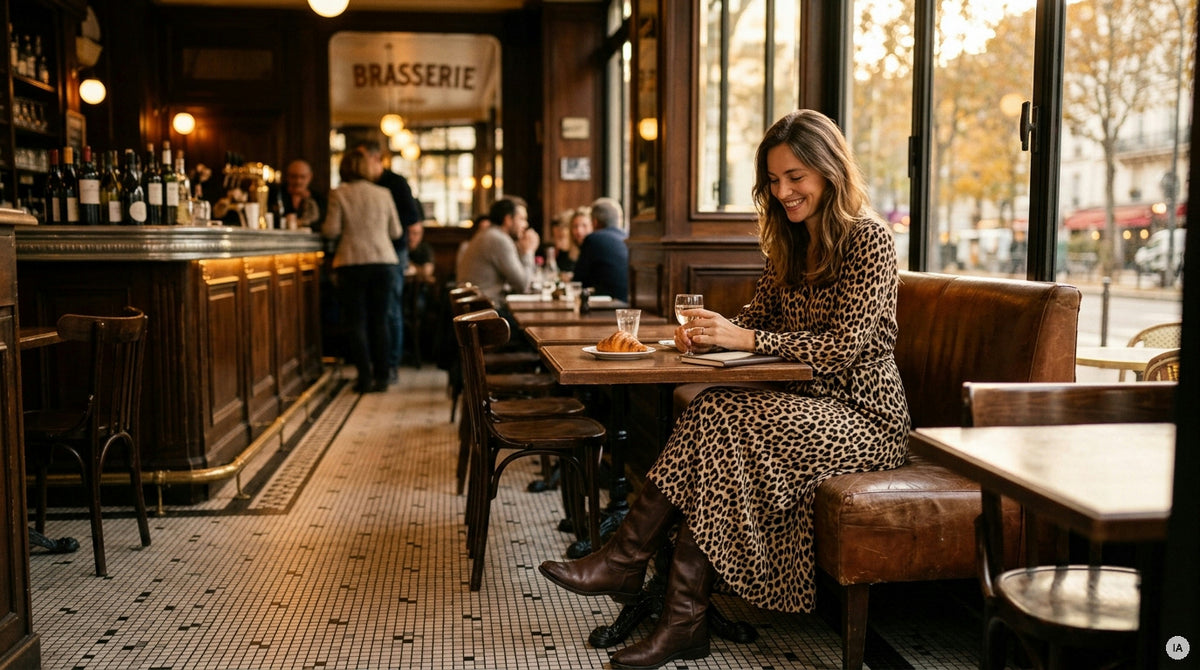 Robe longue et bottes cavalières : le duo parfait pour un mariage champêtre automne 2026 — Image générée par IA