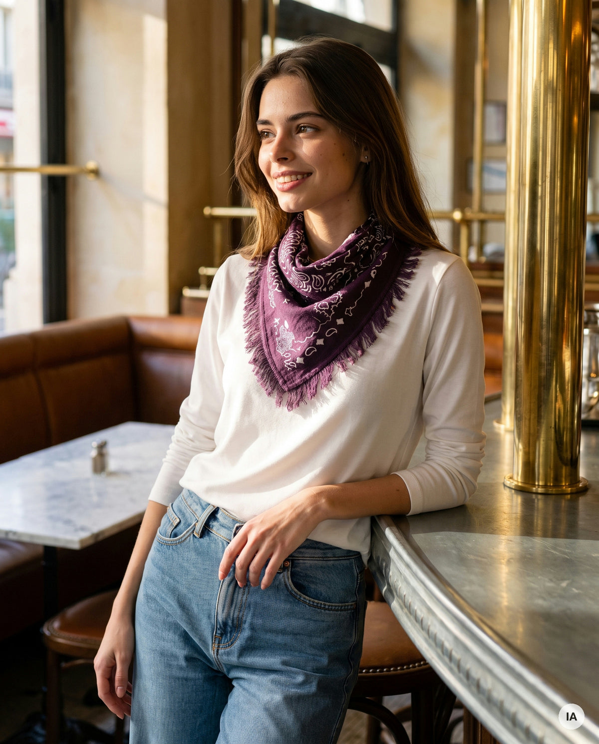 FOULARD LUCKY ANIMAUX BURGUNDY - ADORE Echarpe — Image générée par IA