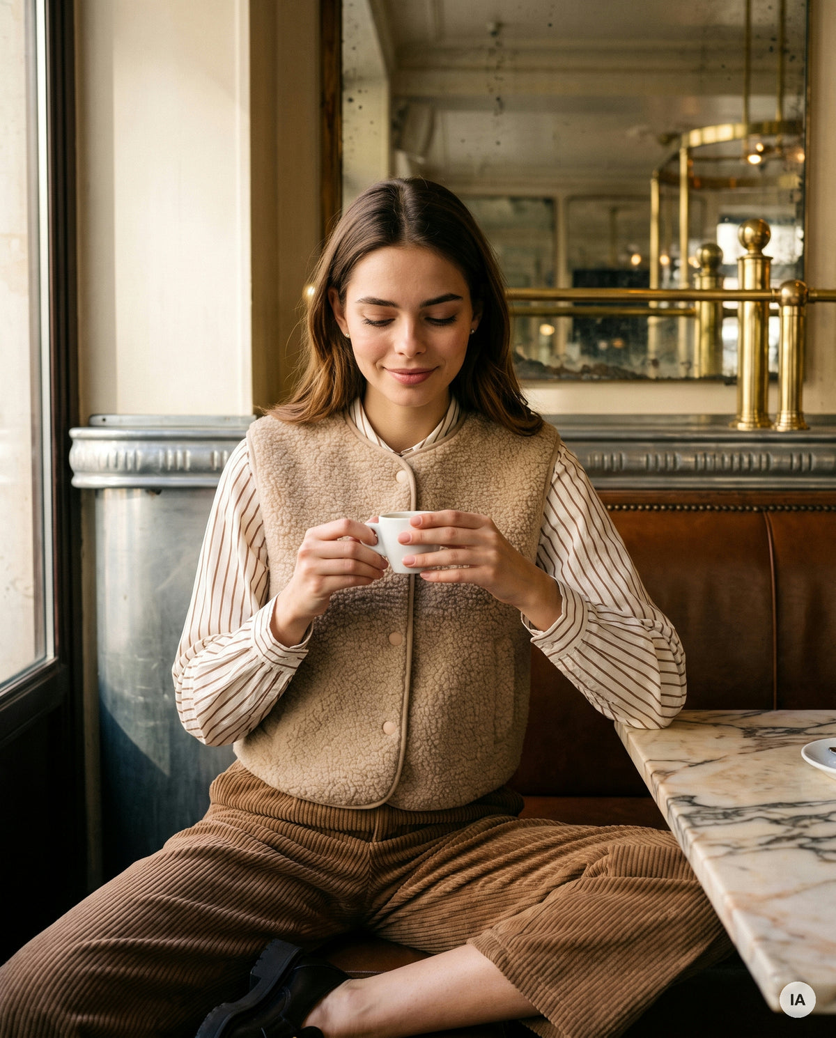 GILET SANS MANCHES PAULINE BEIGE - CHARLIOR Gilet — Image générée par IA