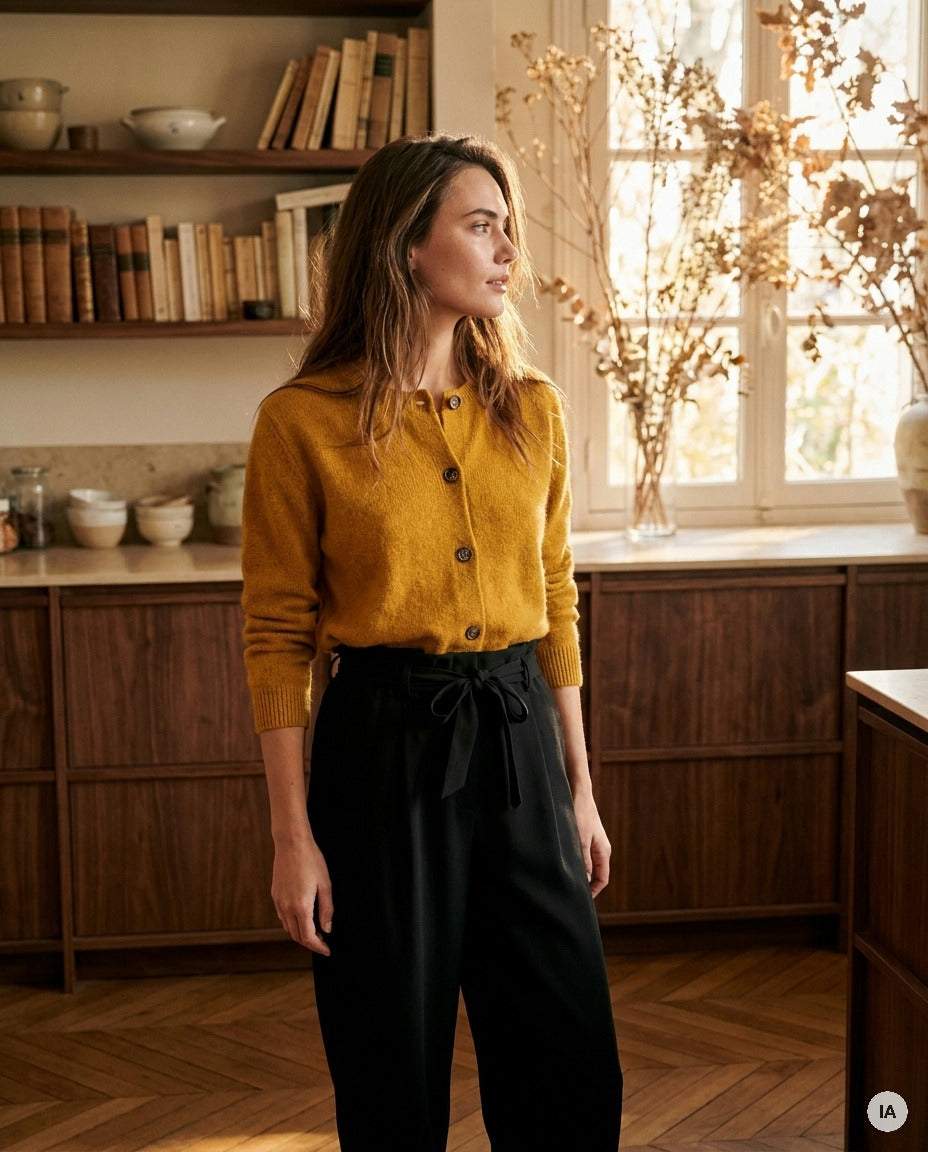 GILET WAYRA OCRE - ORFEO PULL — Image générée par IA