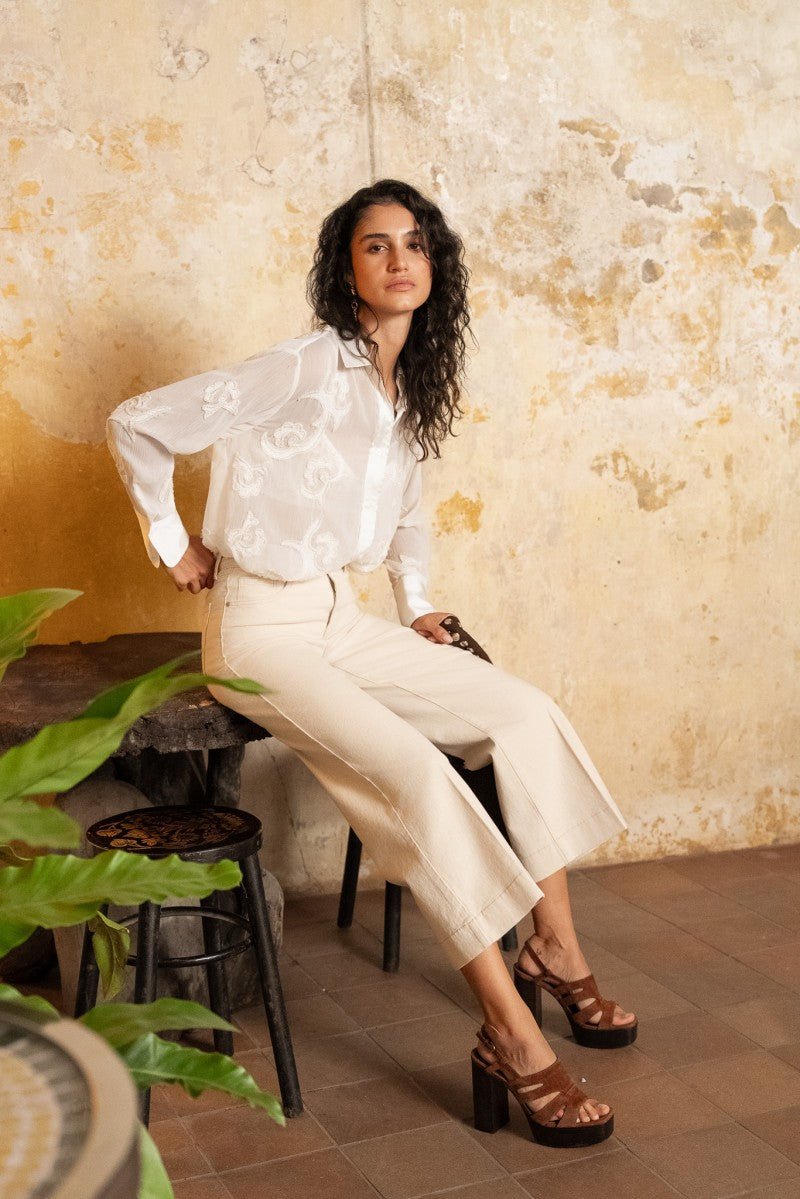 Jean Cropped Wide - Windy BEIGE NATUREL - ORAIJE Pantalon
