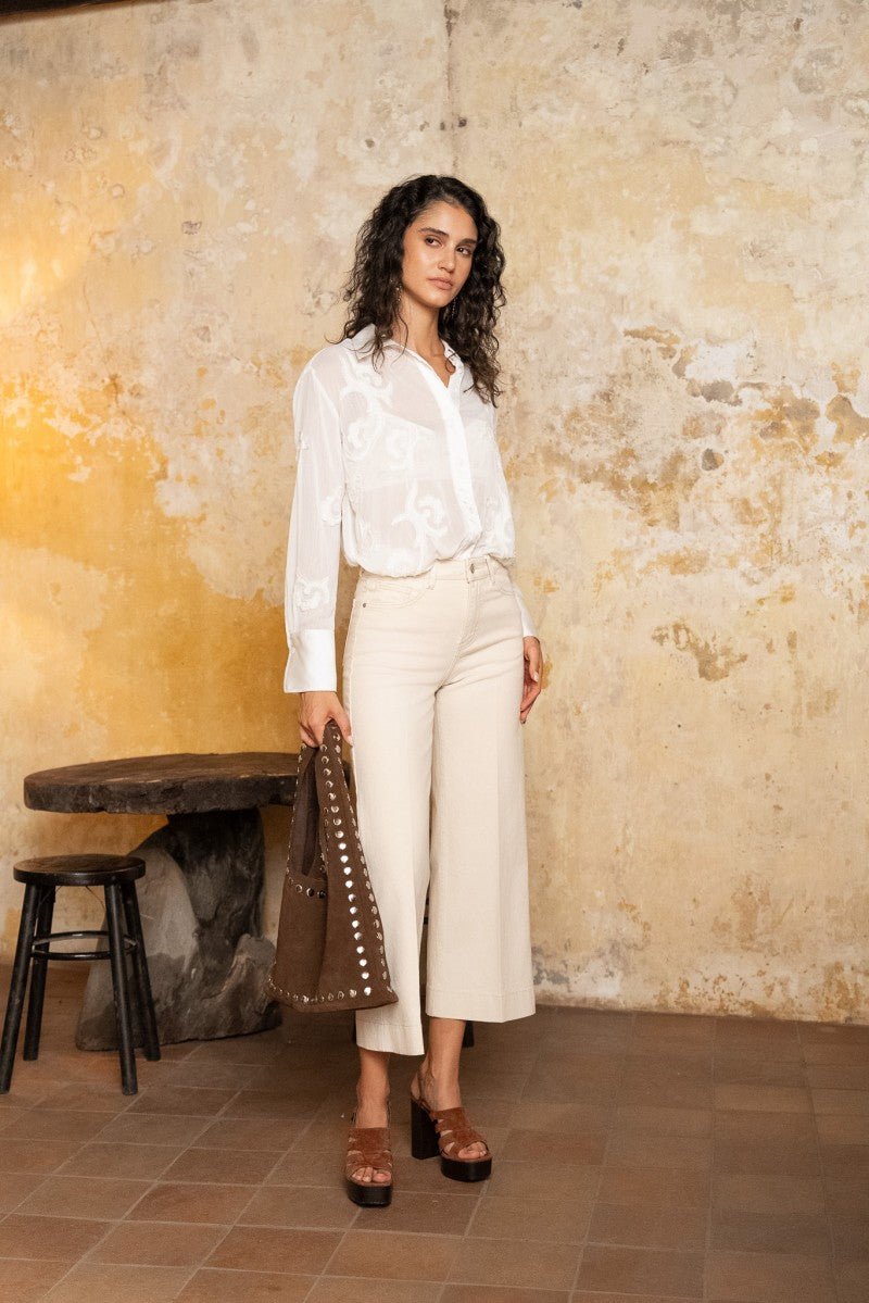 Jean Cropped Wide - Windy BEIGE NATUREL - ORAIJE Pantalon