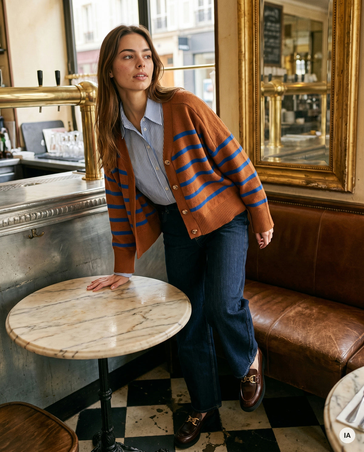 PULL TANDEM CAMEL BLEU - MINUIT DOUZE Pull — Image générée par IA