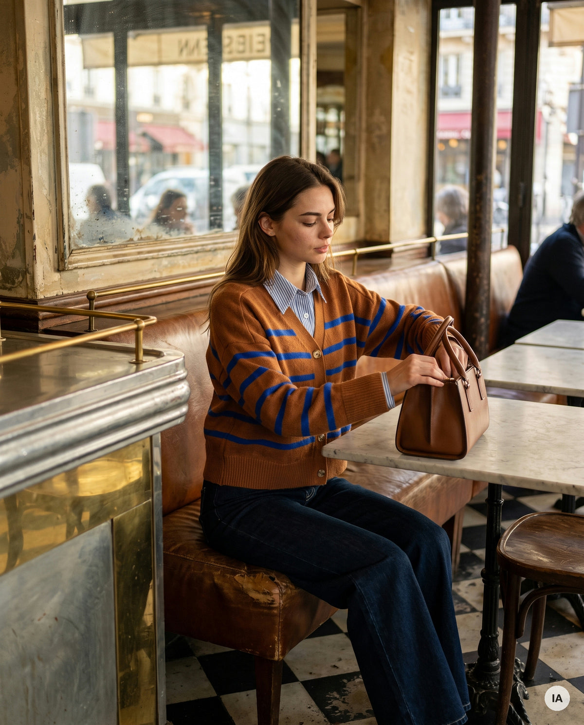 PULL TANDEM CAMEL BLEU - MINUIT DOUZE Pull — Image générée par IA