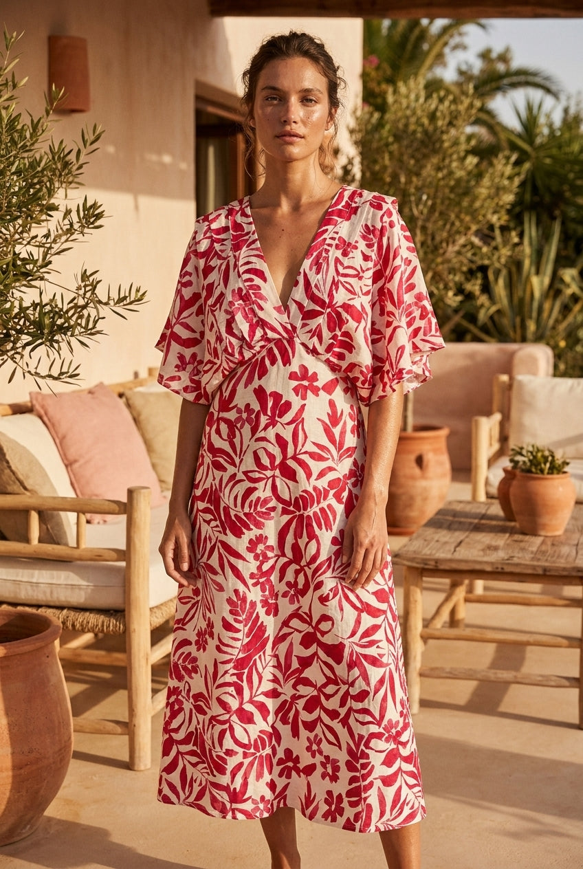 ROBE ALABAMA IMPRIMEE ROUGE - RUE DES ABBESSES Robe