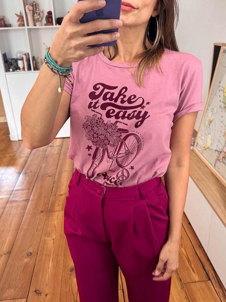 T-shirt Peace VIEUX ROSE - LA PETITE ETOILE Top pour femme